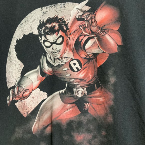 BATMAN ROBIN SPOTLIGHT Boys Youth Black Tshirt Size 14 - Picture 6 of 11